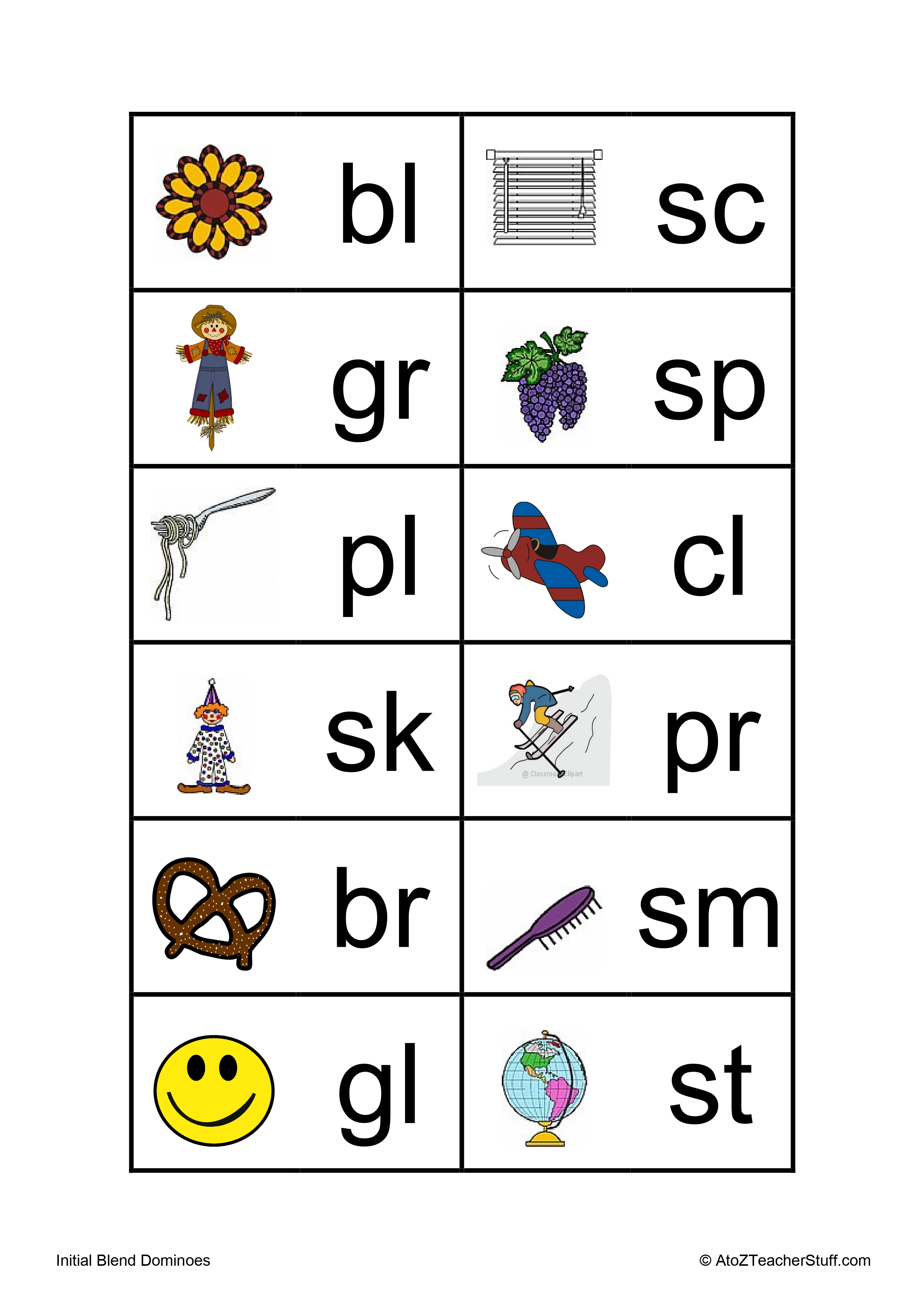 Initial Blends Dominoes Printable Phonics Game