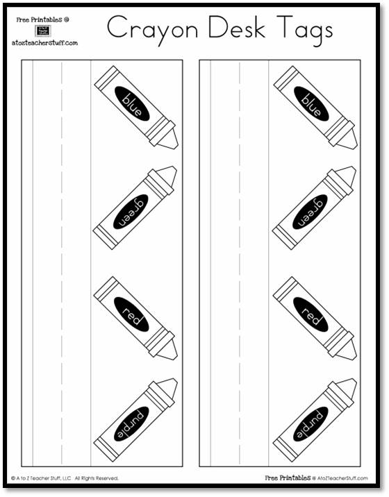 Crayon Desk Tags