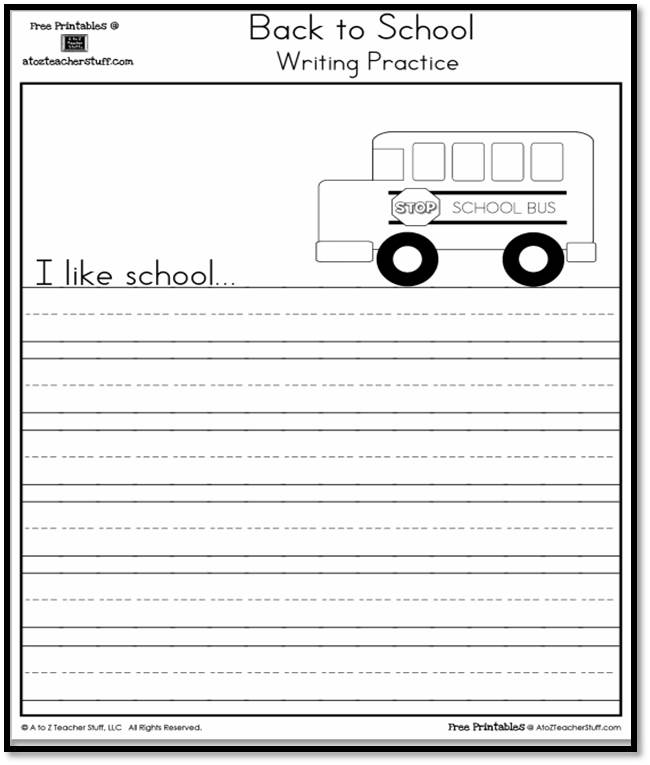I Like School Writing Practice Page