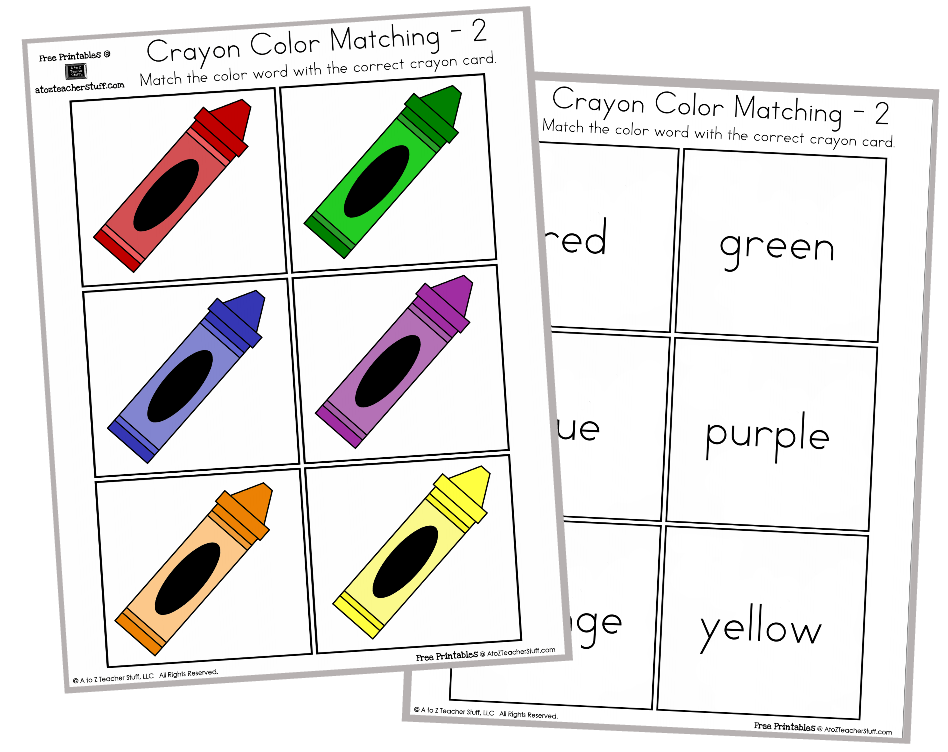 Crayon Color Matching Free Printables English & Spanish