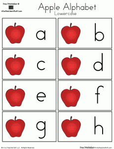 Apple Alphabet Lowercase Printable Cards