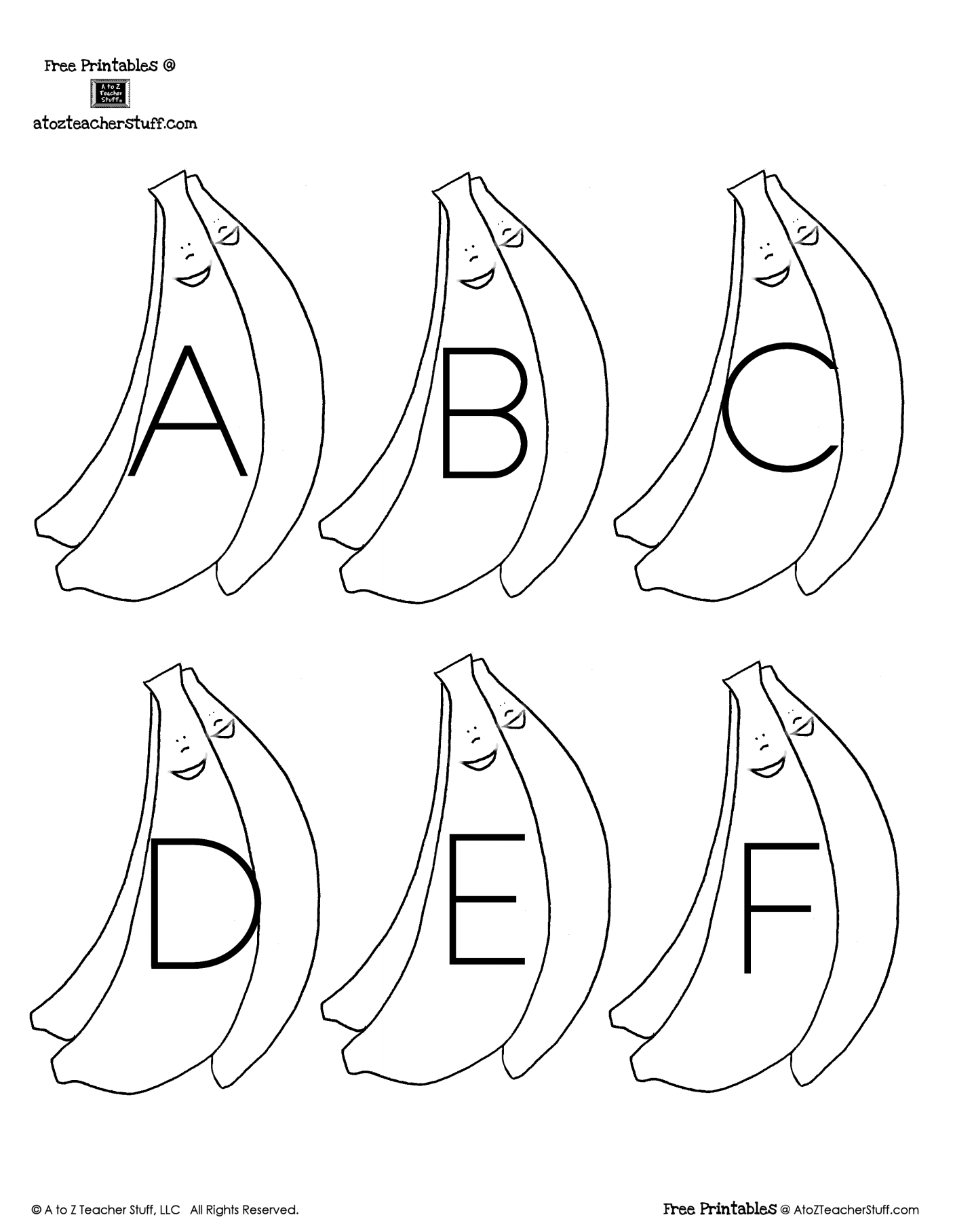 Banana Uppercase Alphabet {free printables}