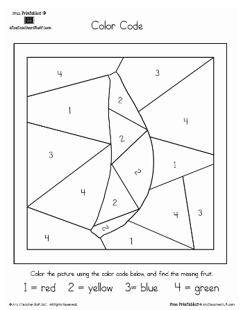Banana Color by Number Printable Worksheet