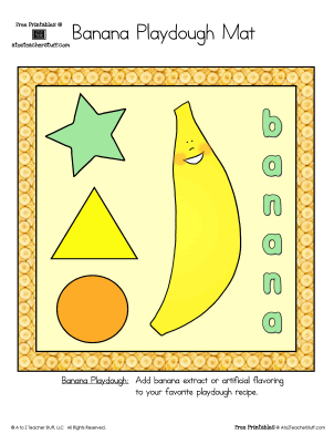 Printable Banana Playdough Mat