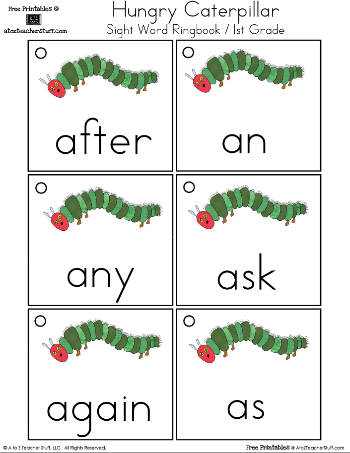 Hungry Caterpillar First Grade Sight Words Ring Book