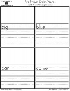 My Word Book: Pre-Primer Dolch Sight Words Writing Practice