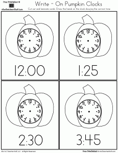 Pumpkin Clocks for Learning Centers or Games
