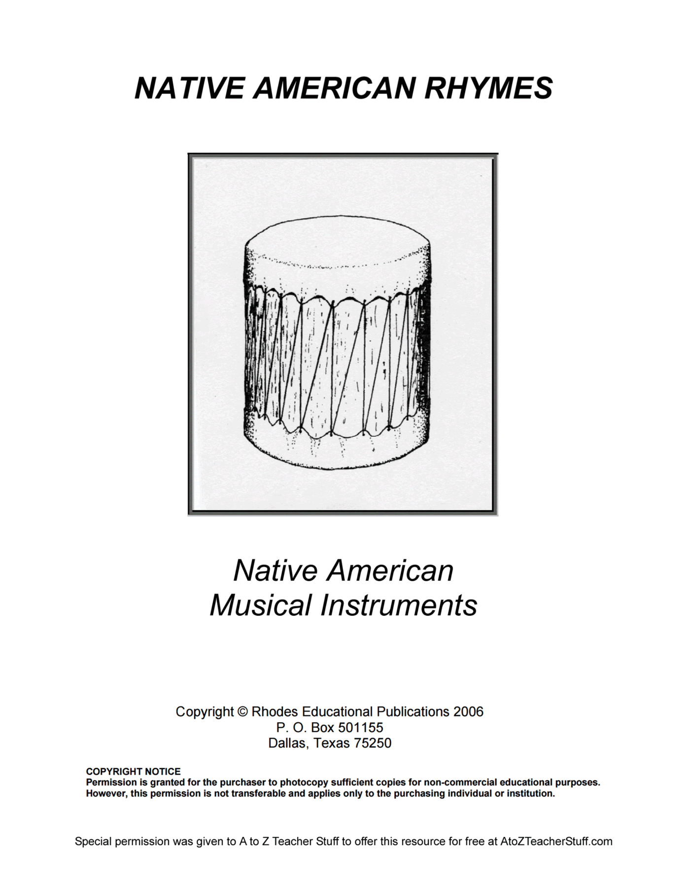 Native American Rhymes Musical Instruments {free printables}