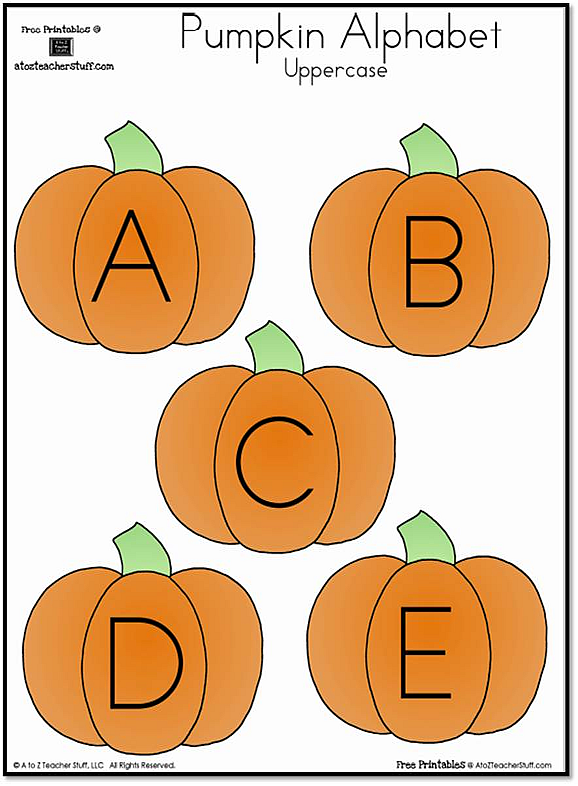 Pumpkin Uppercase Alphabet {free printables}