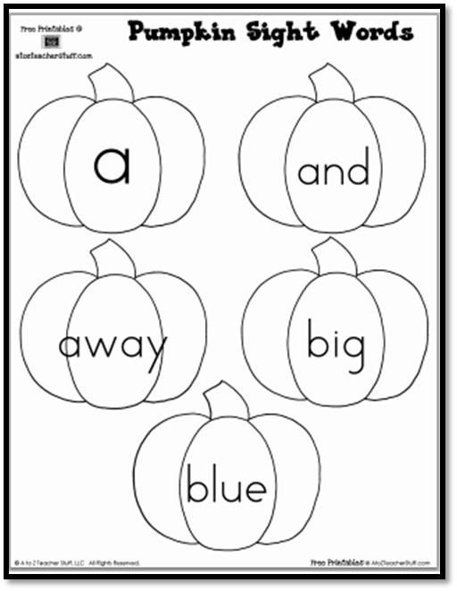 pumpkin sight words-pg8