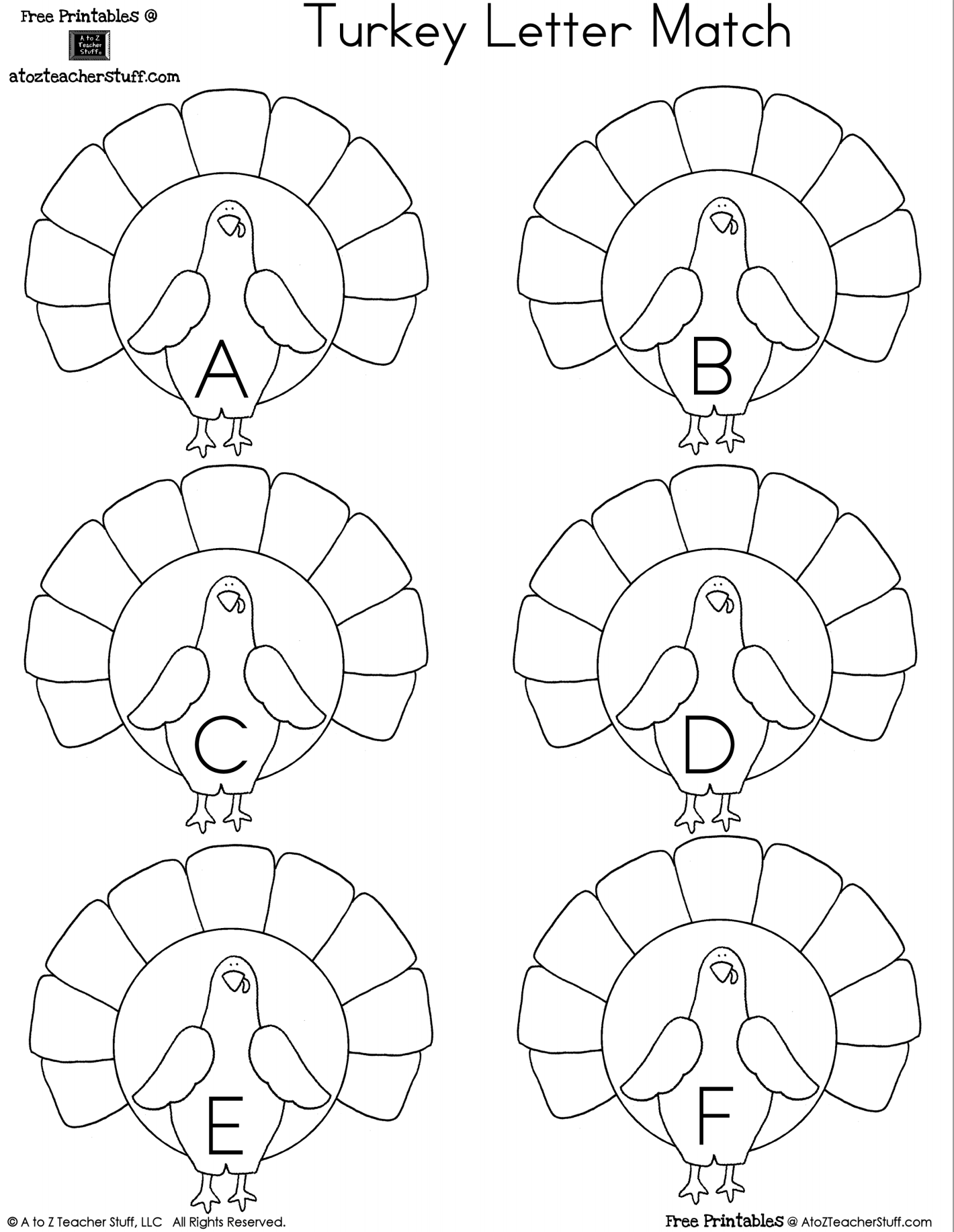 Turkey Uppercase Letters {free printables}