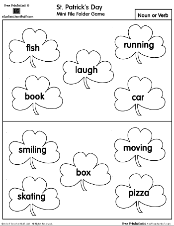 Noun or Verb Printable Mini File Folder Game