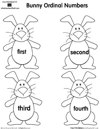 Bunny Ordinal Numbers: 1st through 12th