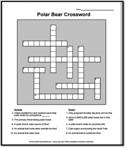 Polar Bear Crossword Puzzle {free printable}