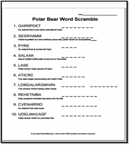 polarbearwordscramble