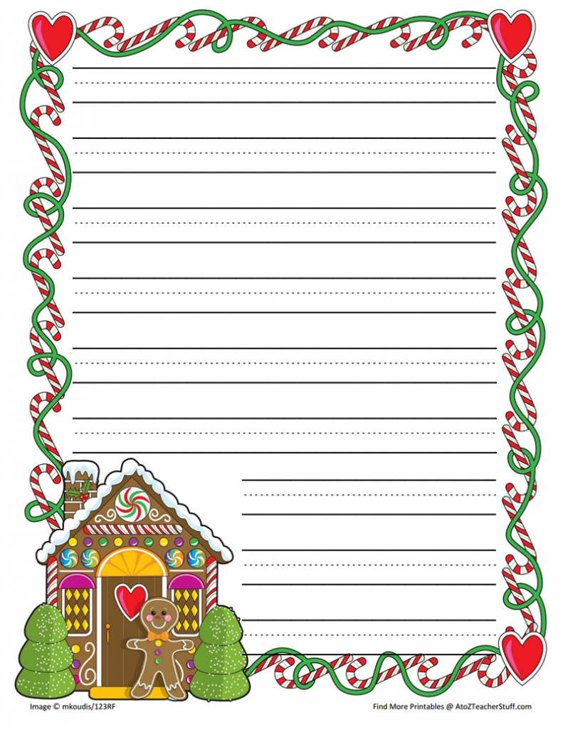gingerbread border page lines gingerbread printable border paper with and without lines - a to z