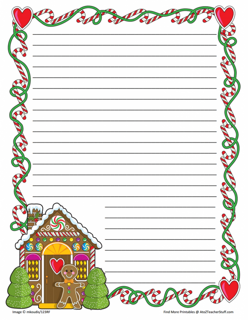 gingerbread-printable-border-paper-with-and-without-lines-a-to-z-teacher-stuff for Free Printable Christmas Lined Paper Gingerbread Printable Border Paper With and Without Lines - A to Z Teacher Stuff for Free Printable Christmas Lined Paper