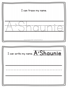 A'Shaunie - Name Printables for Handwriting Practice A'Shaunie - Name Printables for Handwriting Practice