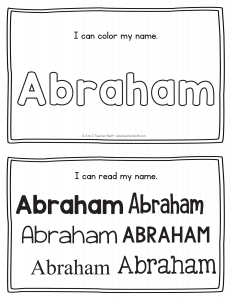 Abraham - Name Printables for Handwriting Practice
