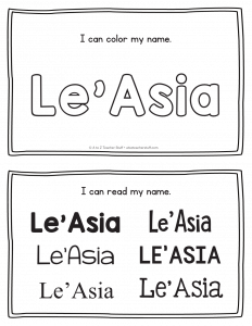 Le’Asia - Name Printables for Handwriting Practice