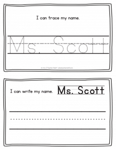 Ms. Scott - Name Printables for Handwriting Practice