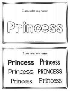 Princess - Name Printables for Handwriting Practice