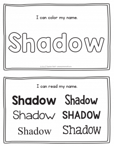 Shadow - Name Printables for Handwriting Practice