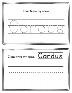Cardus - Last Name Printables for Handwriting Practice