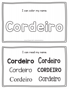 Cordeiro - Last Name Printables for Handwriting Practice