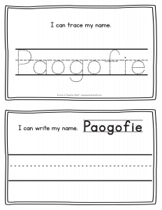 Paogofie - Last Name Printables for Handwriting Practice