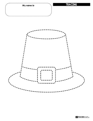 Free Pilgrim Hat Printable | Thanksgiving Tracing Coloring Page