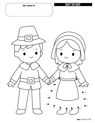 Free Pilgrims Dot to Dot Printable | Thanksgiving Coloring Activity Page