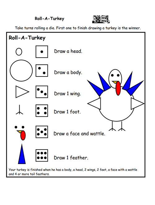Roll A Turkey Printable Game